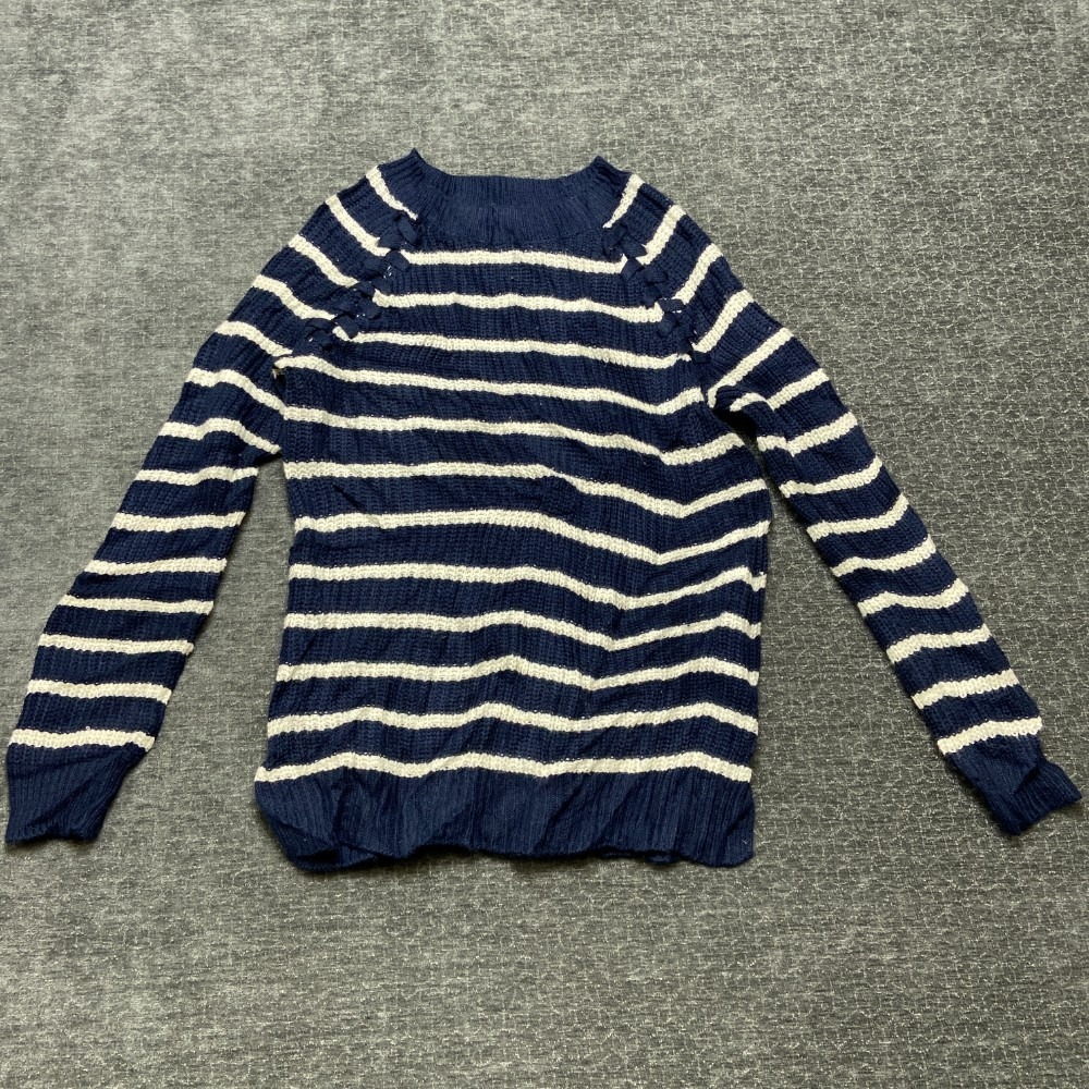 Perfectly Soft Perfectly You Sweater Womens Large Blue White Striped Winter Cozy